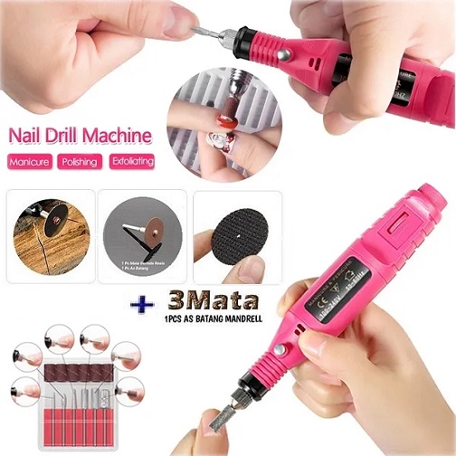 Mesin Bor Mini Grinder Ukir Gerinda Poles Polishing 20.000RPM Siap Pakai + Bonus 3 Jenis Mata Potong