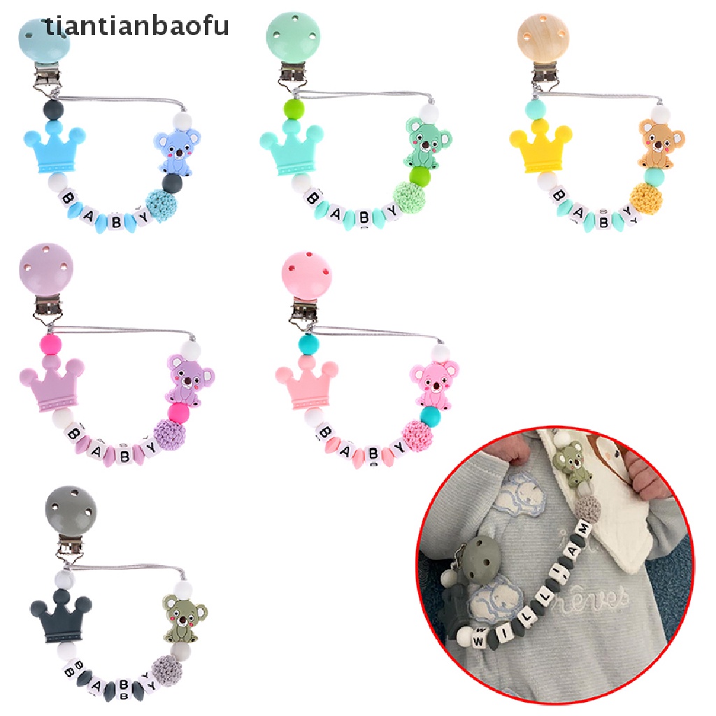 [tiantianbaofu] Rantai Dot Bayi Koala Silikon Dot Klip Gigi Tumbuh Gigi Rantai Gerinda Butik