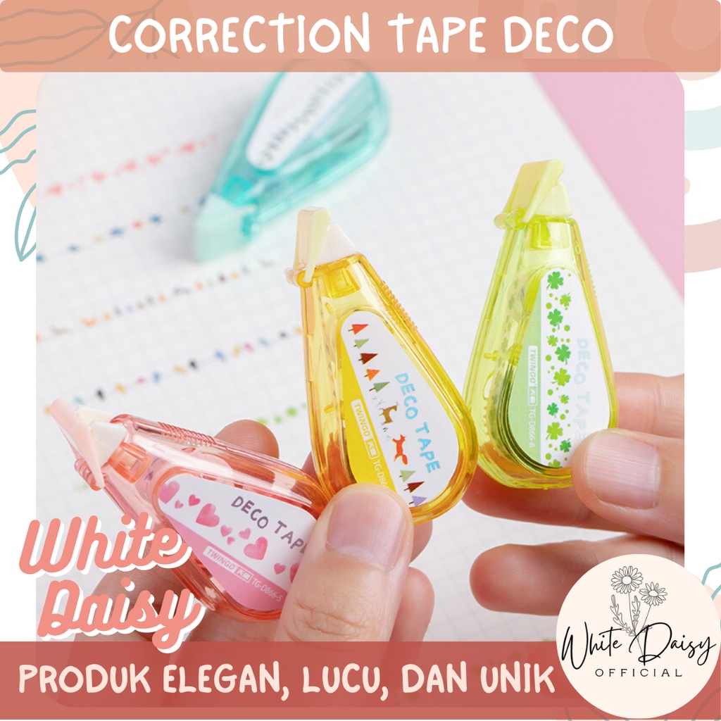 

Correction Tape Linear Deco Twingo warna pastel lucu motif unik imut