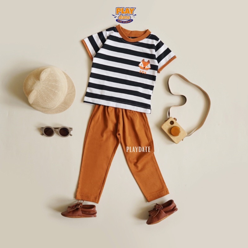 Playdate Oneset Setelan Baju Anak Laki Laki Perempuan Stripe Premium Kids Piyama
