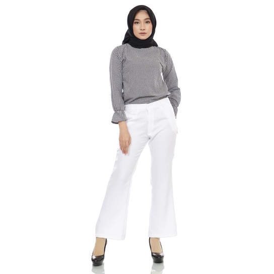 Celana Kerja Cutbray Panjang Wanita, Cutbray Pants - Putih, L