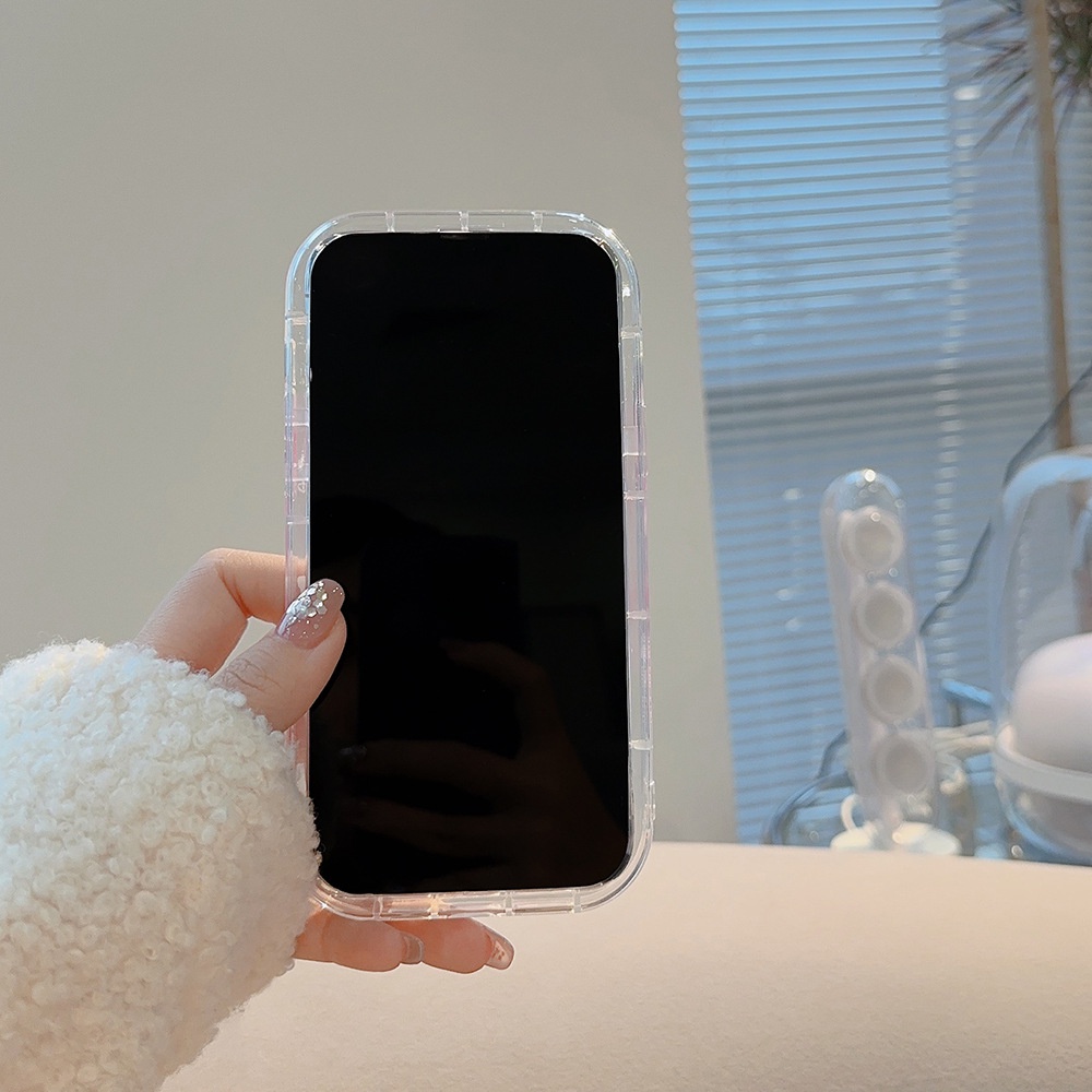 IPHONE Ins Hewan Lucu Lukisan Minyak Beruang Dan Kelinci Shockproof Transparan Ponsel TPU Soft Case Cover Untuk Iphone11 12 13 14 PRO MAX
