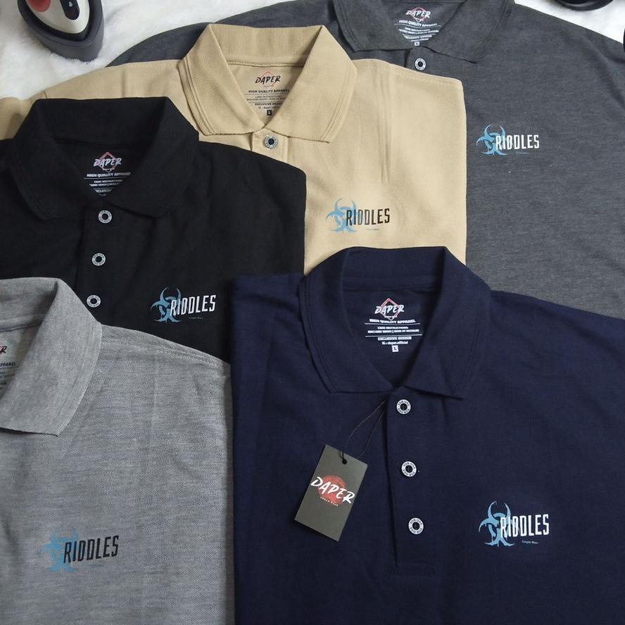 Banyak Peminat Polo Shirt Pria Kaos Kerah Jumbo Big Size Original Motif Riddles ⁂gke❁