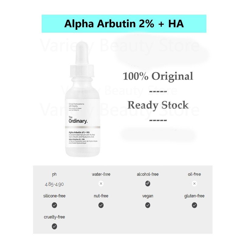The Ordinary niacinamide 10% + Zinc 1% / The Ordinary Alpha Arbutin 2% + HA full size30ml
