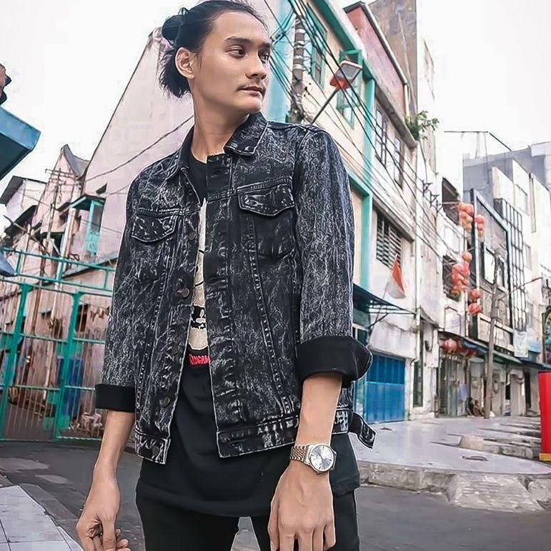 HARGA TERMURAAH (PROMO) JAKET JEANS PRIA SANDWASH HITAM