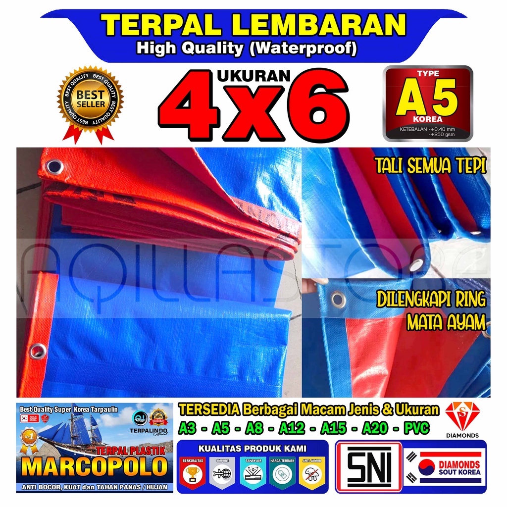 Terpal 6x4 Type A5 SNI Berkualitas, Terpaulin Terpal plastik Terpal kolam ikan Terpal Jemuran Padi
