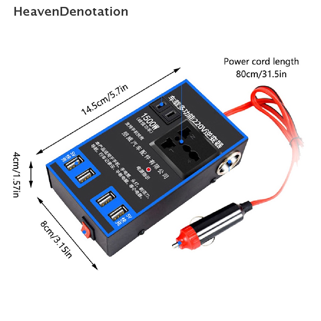 [HeavenDenotation] 1500w Mobil Power Inverter 12V 24V Ke 220V Ponsel Mobil USB Charging Socket HDV