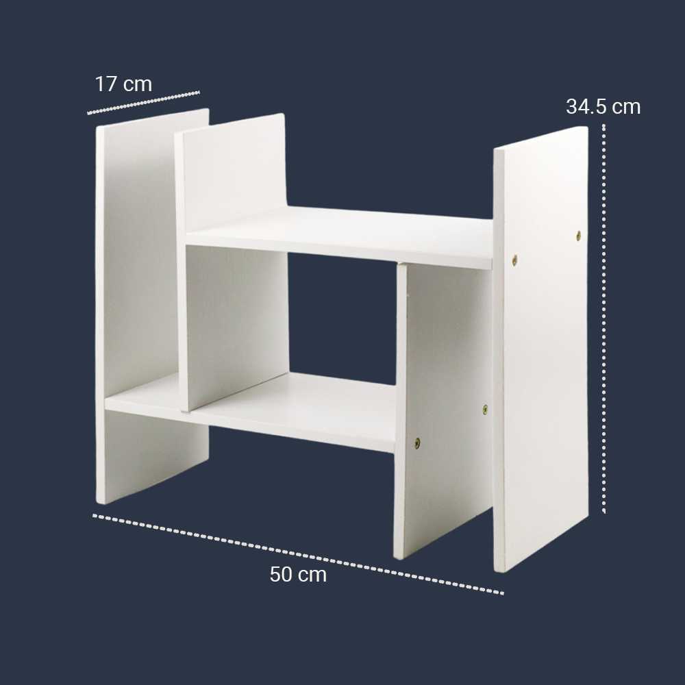 (BISA COD) FTIHSHP Veneer Rak Buku Rakit DIY Table Bookshelf Minimalist Organizer - ZW404