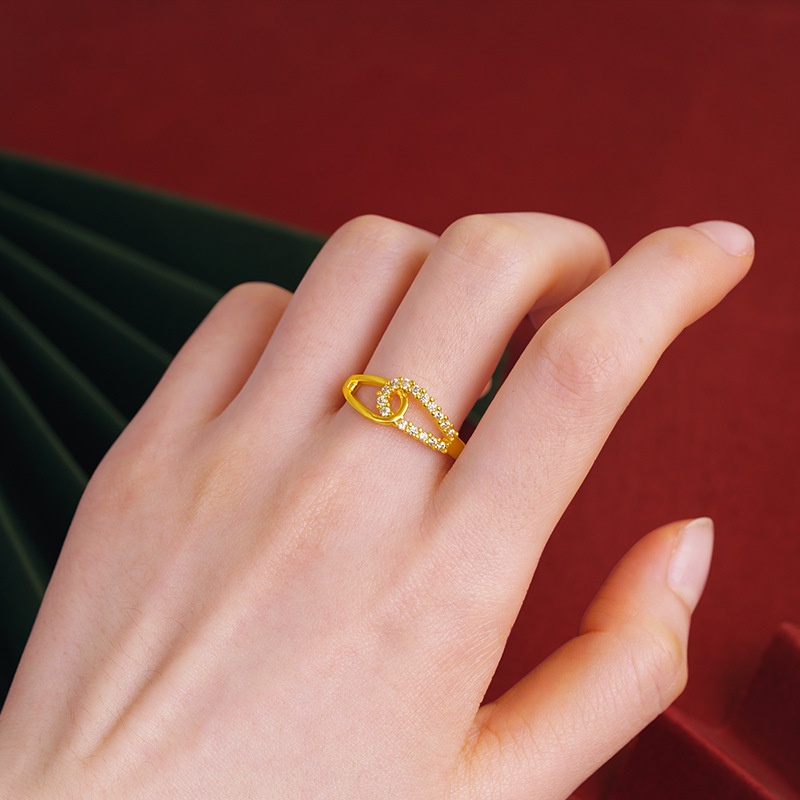 Goldkingdom Perhiasan Fashion 24 K Bangkok Aksesoris Ready Stock Sederhana Berlian Cincin Wanita Cincin Indah Dapat Disesuaikan