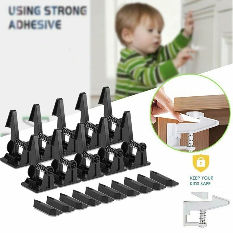Pengaman Kunci Laci Pintu Lemari Perangkat Pengaman Anak Spring Lock Protection Locker Invisible Multi Fungsi