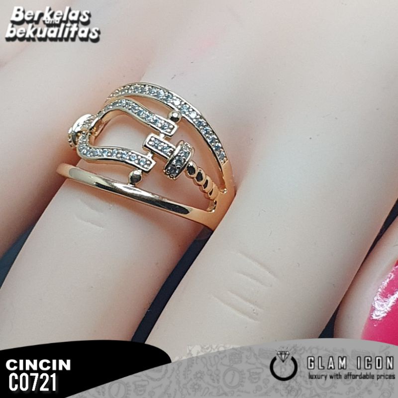 GLAMICON JEWELRY - Aksesoris wanita Cincin Wanita Motif Gesper besar mata pasir Lux C0721 CCG