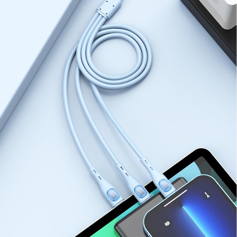 120w 6A 3in1 Silikon Super Fast Charging Cable Micro USB Type-C Fast Charger Micro USB Type-C Kabel Data