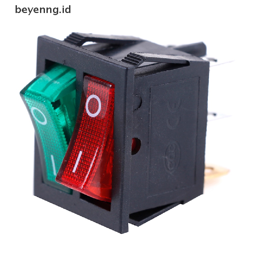 Beyen 6pin on/off Saklar double spst rocker boat 250V/15A 125V/20A Lampu Merah Hijau ID