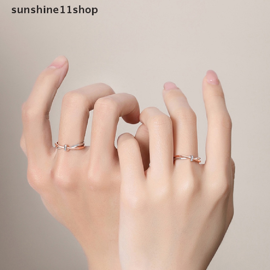 Sho Baru Hot Jual Warna Perak Micro-set Zirkon Pemisahan Cinta Simpul Pasangan Cincin Terbuka N