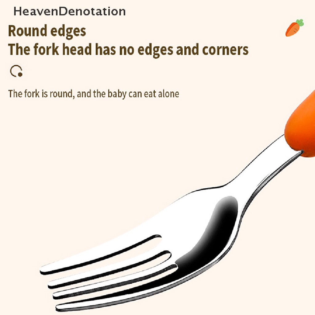 [HeavenDenotation] 3pcs Peralatan Makan Bayi Kartun Wortel Garpu Sendok Anak Alat Makan Gadget Set HDV