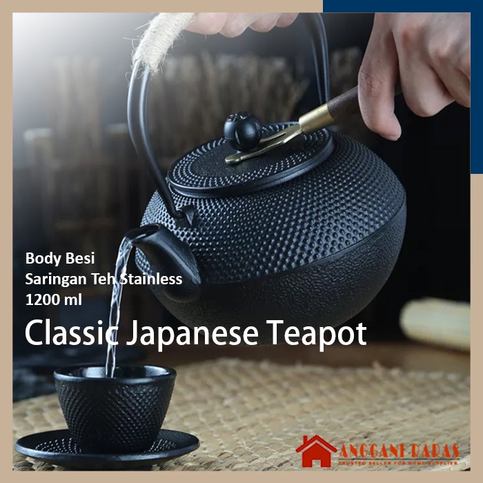 Teko Teh Jepang Dengan Saringan Stainles Japanese Teapot Maker 1.2L