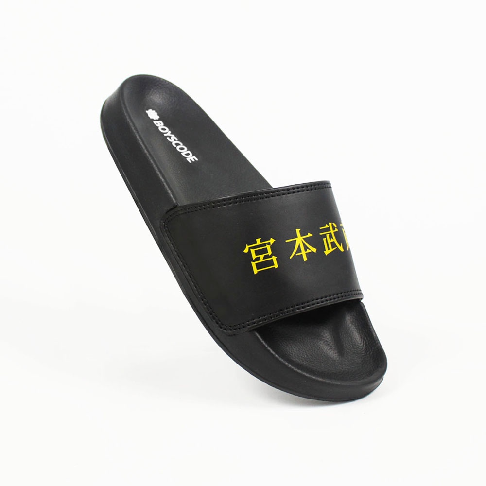 Sendal Selop BOYSCODE Miyamoto Musashi Hitam Pria Wanita / Sandal Slide Cowok / Sandal Slip On / San