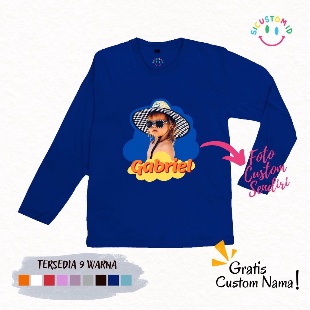 TERLARIS BAJU KAOS ANAK TANGAN PANJANG GRATIS CUSTOM FOTO + NAMA
