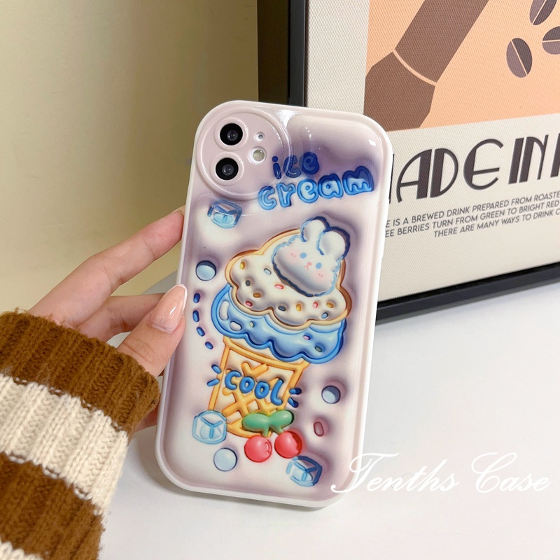 Untuk Realme C55 C35 C31 C30 Gt10 9 Pro+C25Y C21Y C25 C25s C12 C21 C20 C20A C11 C17 7i C15 8 7 6 5 Pro 8i 5i 5s 6i Narzo 50A 50i 3D Vision Ice Cream Phone Case Lembut Sarung