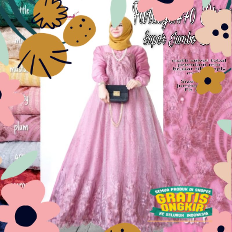 Farasya Dress Super Jumbo LD 130 Gamis Tile Gamis Brukat Jumbo LD 130 Gamis Brukat Jumbo Gamis Konda