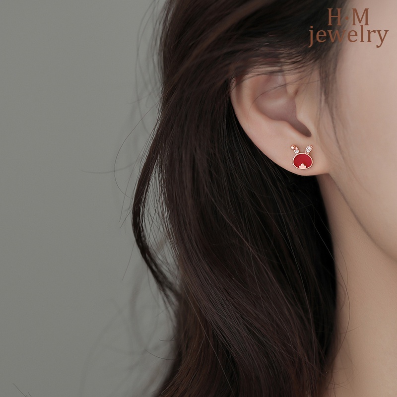 Bunny Temperature-Sensitif Warna-Berubah Telinga Giwang Bermutu Tinggi2023Tahun Baru Anting Merah Hadiah