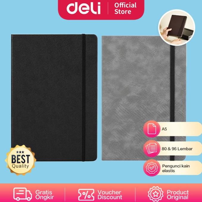 

Deli Leather Notebook Buku Catatan Agenda Sampul Kulit A5 EN1XXL HRG DISKON