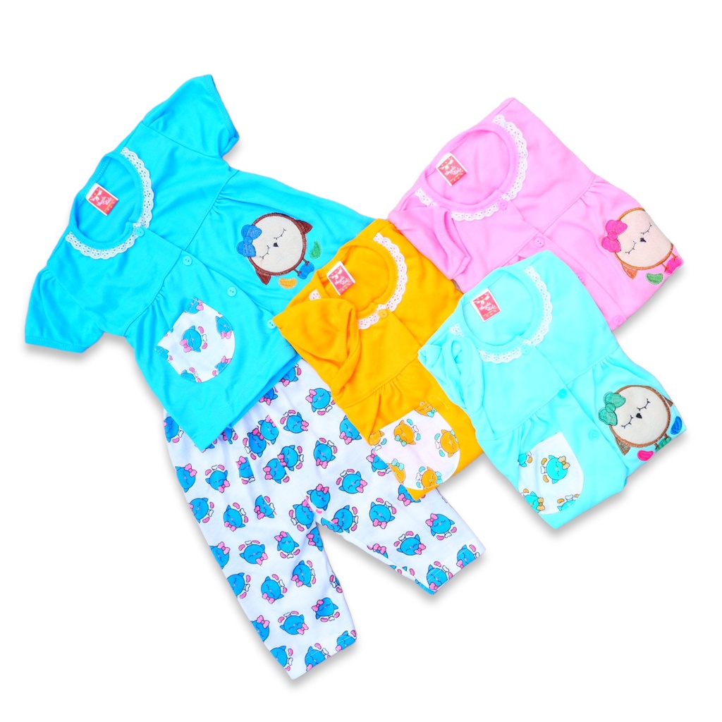 (AK001)SET STELAN PIYAMA BAYI PEREMPUAN 3-18 BULAN VARIANT MOTIF