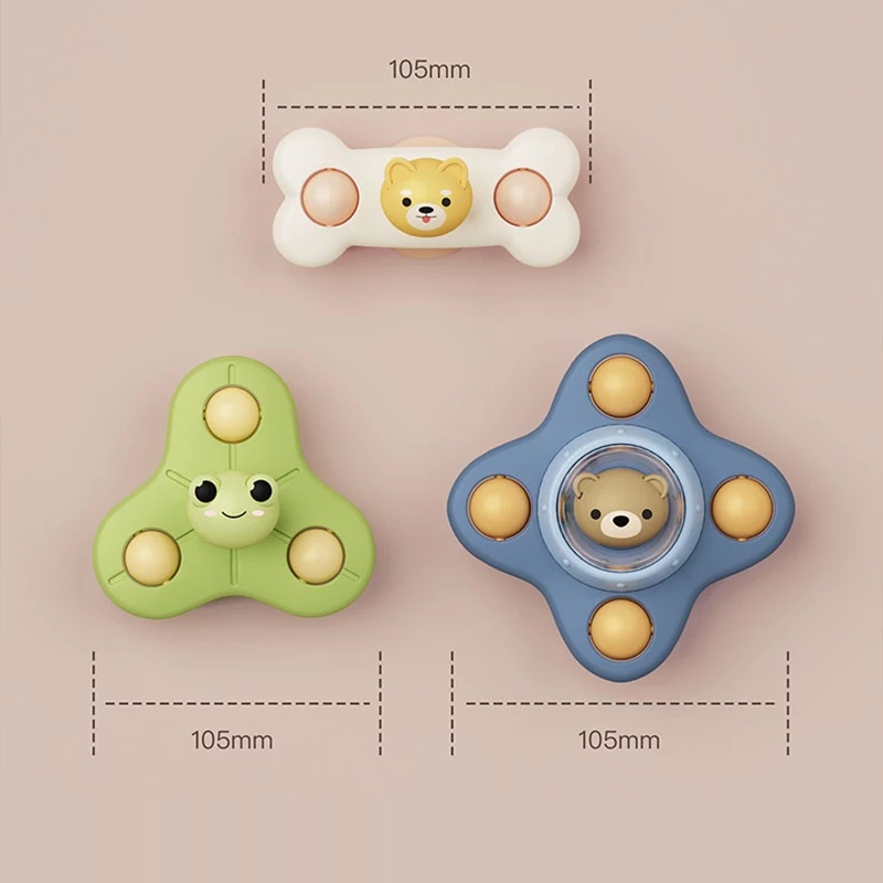 Kartun Bayi Tangan Spinner Mainan Beruang Katak UFO Berputar Mainan Kerincingan Balita Tangan Gelisah Sensory Mainan Tahan Air Mandi Mainan Dengan Suction Cup Untuk Anak 1sampai5tahun