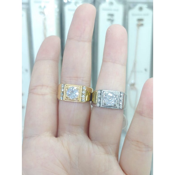 Cincin pria permata kekinian titanium anti luntur anti karat