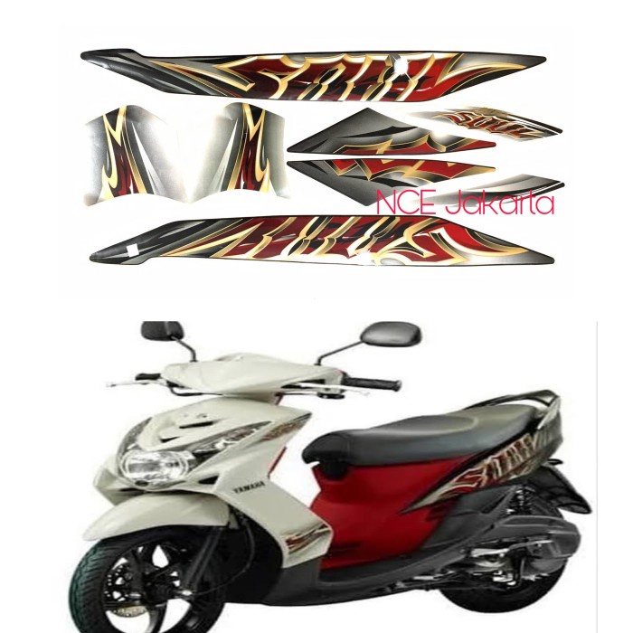 Stiker striping Yamaha Mio Soul 2010 putih hitam