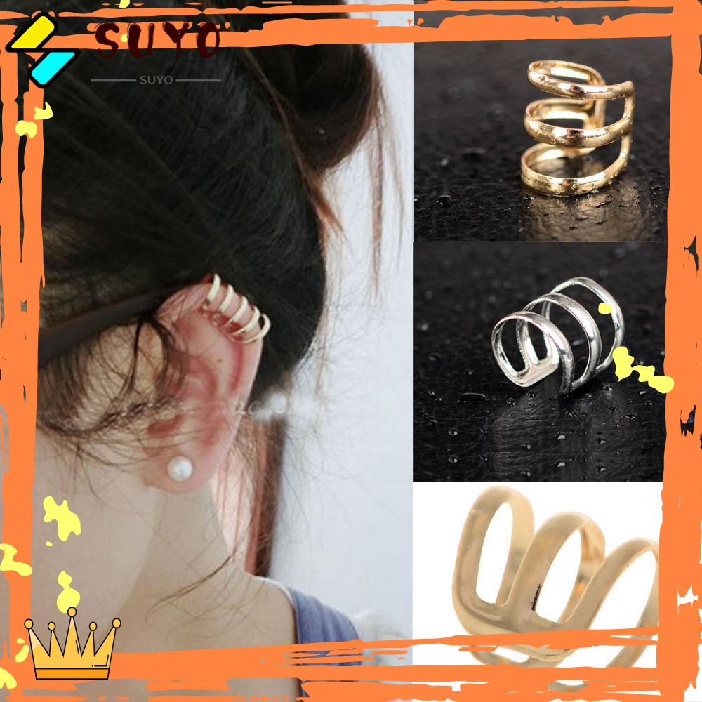 Suyo 1/2Pcs Anting Wanita Rock Wrap Tanpa Tindik-Clip on