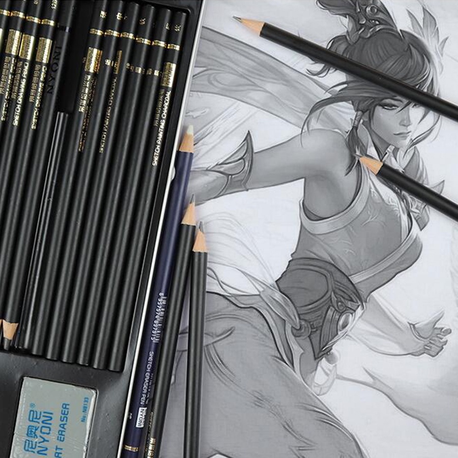 

RB Nyoni Drawing Pencil Gambar Set 29pcs Metal Tin Box Pensil Gambar Lukis Sketsa Lengkap Paket