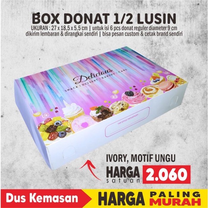 [Tempat Roti] Harga Satuan Box Dus Kemasan Roti Kue Donat Uk 27 X 18,5 X 5,5 Cm [Pbaked]