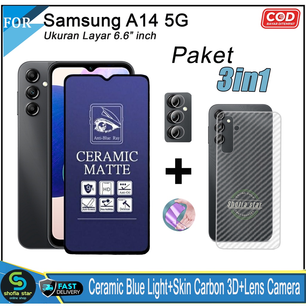 Promo 3in1 Tempered Glass Privacy Samsung A14 5G M14 5G A54 5G A13 4G/5G A32 A23 4G/5G A24 4G A34 5G Anti Gores Anti Spy Full Layar