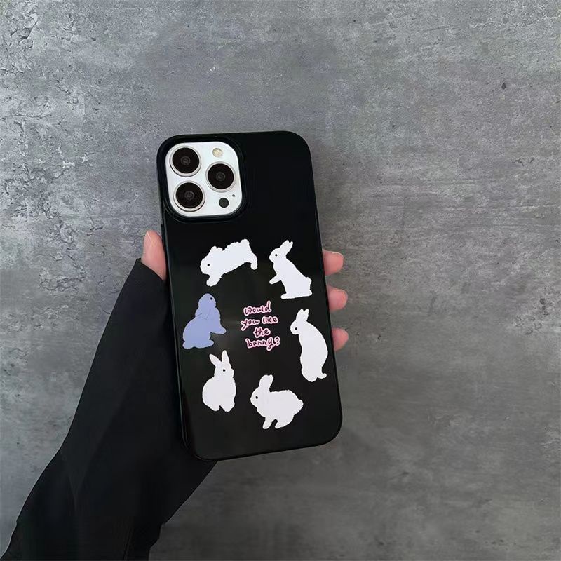 IPHONE Ins Kelinci Putar Cocok Untuk Iphone14 14pro 14plus 13 13mini 13pro 13prm iPhone12 7Plus 8Plus Xr XS 13 12mini Pro Max Empat Sudut Casing Ponsel Tahan Guncangan