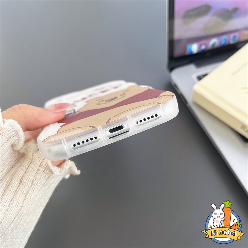 IPHONE Casing Kompatibel Untuk Iphone14 13 12 11 Pro Max X Xr Xs Max8 7 6 6s Plus SE 2020 Kartun Beruang Lucu Casing Ponsel Perlindungan Kamera Gelombang Tepi Case Shockproof Silicon Cover Pelindung