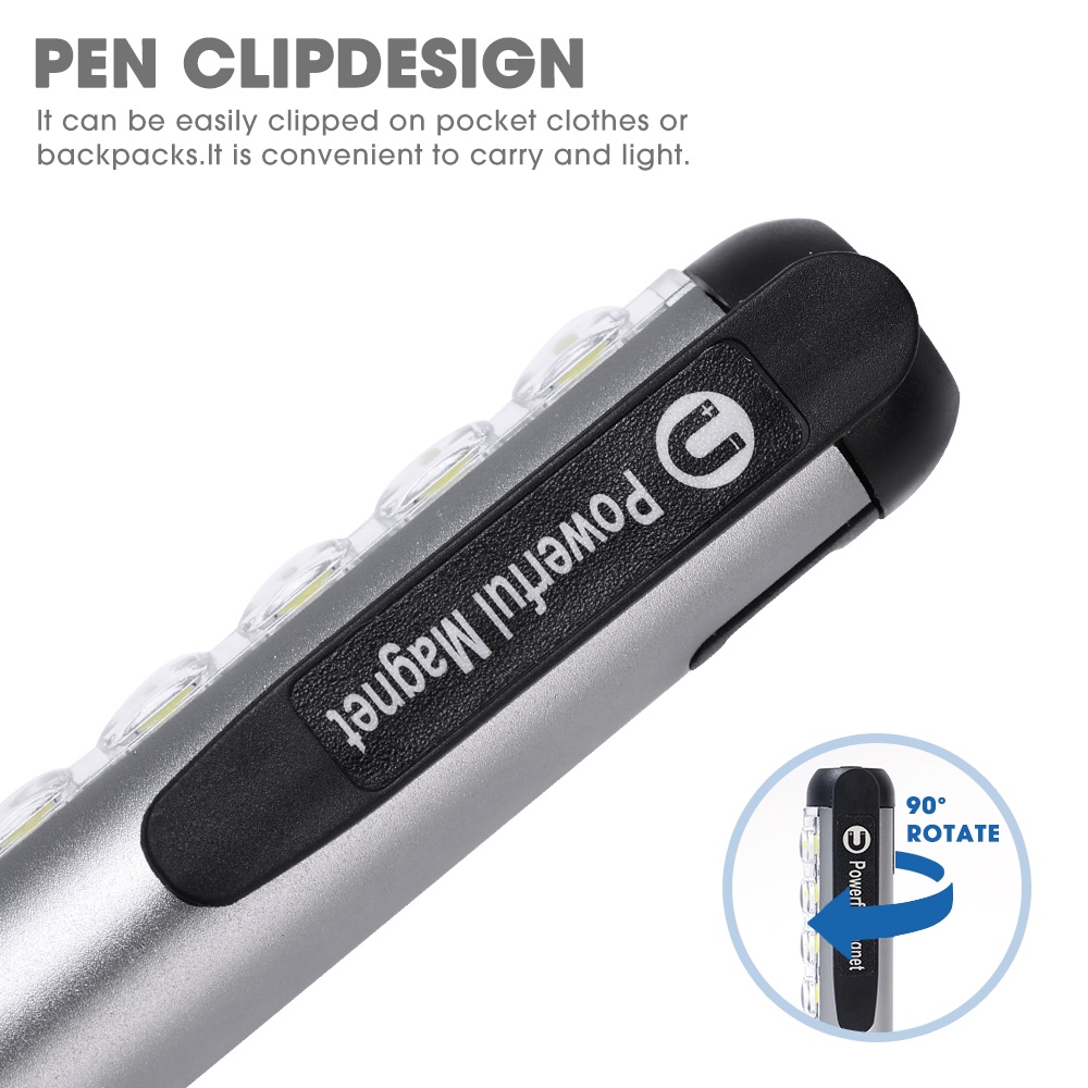 4mode Senter Genggam Tahan Air Isi Ulang USB Dengan Pen Klip Magnet COB XPE Torch Super Terang Portable Mini Multifungsi Untuk Hiking, Camping, Emergency Type-C