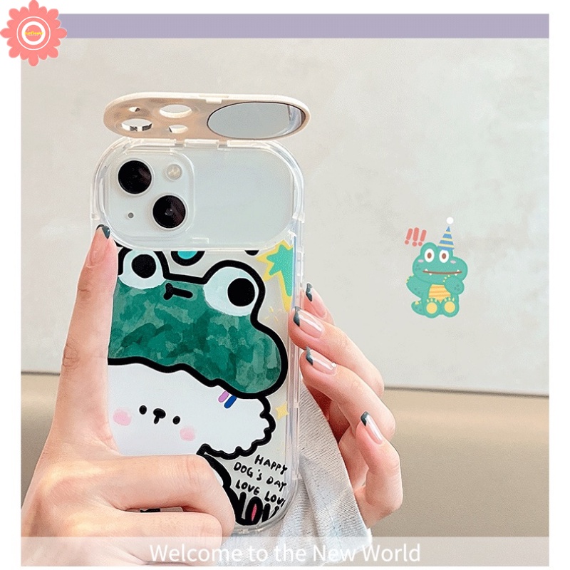 Casing Ponsel Untuk Vivo Y17 Y91C Y20s G Y20i Y12s Y1S Y12 Y15 Y12i Y20 Y11 Y11s Y12A Y30G Y20A Y20G Kartun Hewan Beruang Lucu Kodok Kelinci Anjing Kreatif Flip Make Up Cermin Soft Case