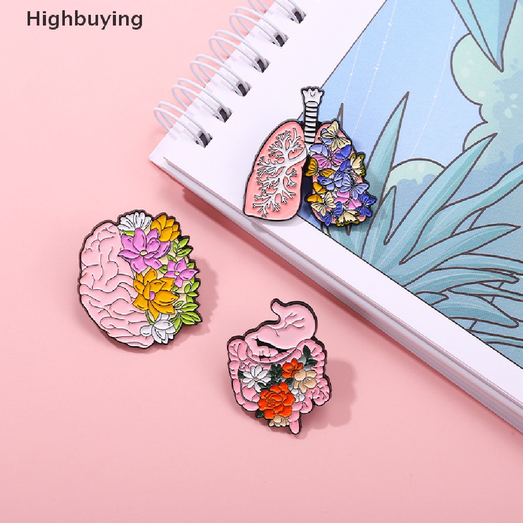 Hbid Kreatif Organ Bunga Enamel Pin Tubuh Internal Jantung Otak Paru-Paru Bros Pin Lucu Bros Kerah Lencana Perhiasan Untuk Wanita Gadis Glory