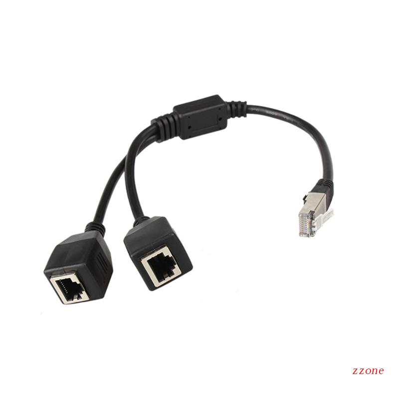 Zzz 0.25m RJ45 Ethernet Splitter Jaringan 1ke2 Port Socket Port Adapter Peralatan Untuk Router Komputer Set-top Box