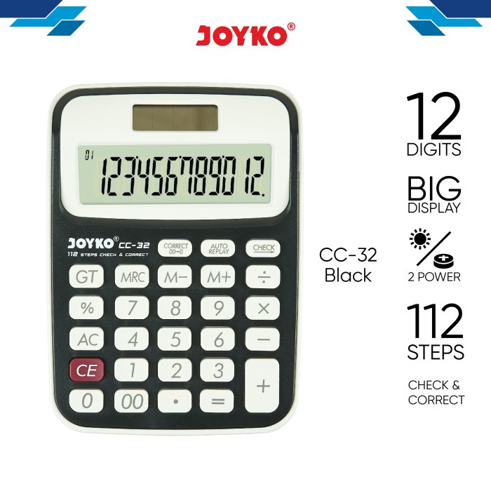 

Calculator / Kalkulator Joyko CC-32 / 12 Digits / Check Correct - Hitam