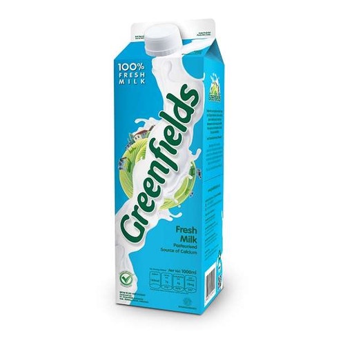 

GREENFIELDS full cream fresh milk - susu segar - kotak 1 lt