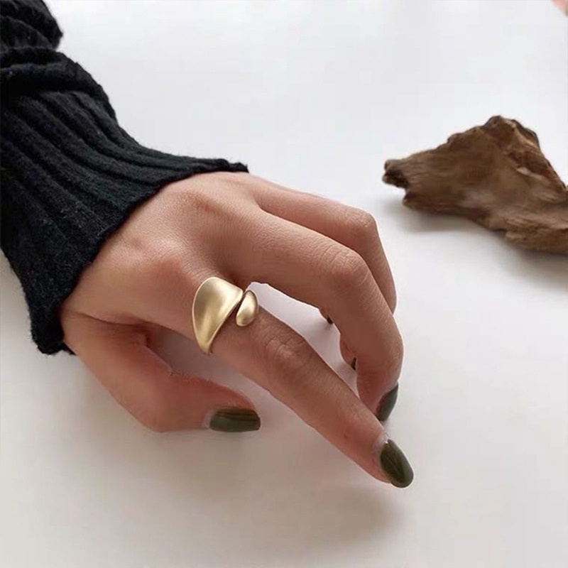 Cincin Terbuka Sederhana Untuk Wanita Warna Emas Fashion Korea Gadis Jalanan Pernikahan Rings Adjustable Knuckle Finger Jewelry Perhiasan