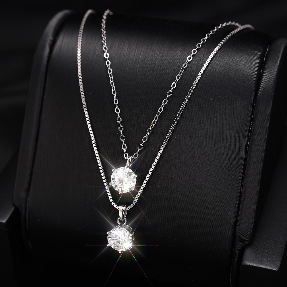 Pernikahan Pengantin Perhiasan Gadis 1karat Real Moissanite Liontin Kalung100% S925 Sterling Silver Klavikula Kalung Wanita Wanita Sederhana Elegan Rantai Kalung