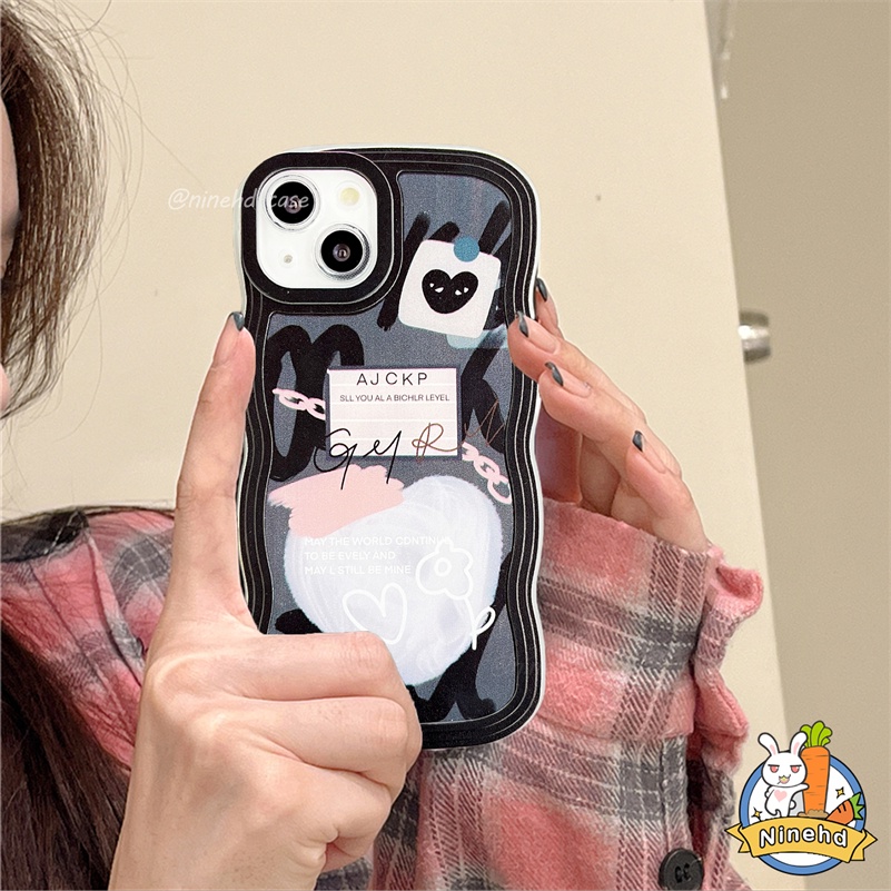 Realme C35 C33 C31 C30 C30s 10 9 Pro+ C21 C21Y C25Y C25 C25s C20 C20A C17 Realme C15 C12 C11 8 8i 7i 5 5i 5s 6i C3 Narzo 50 50i 50A Prime Ins Graffiti Cinta Hati Gelombang Tepi Shockproof Phone Case