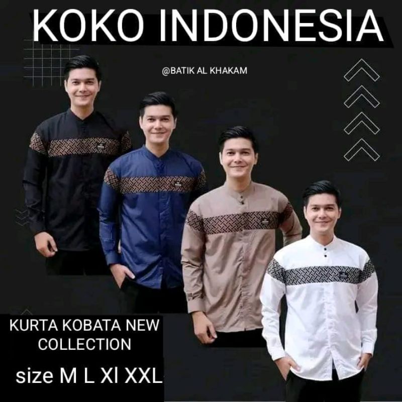BAJU KOKO PRIA LENGAN PANJANG - BAJU MUSLIM PRIA - BAJU KOKO KOBATA - BAJU KOKO SYIBANUL MUSLIM  - B