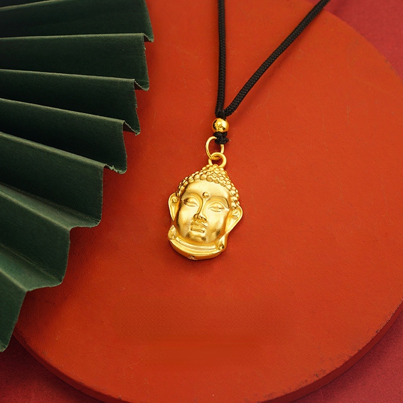 Goldkingdom Fashion Perhiasan Emas Asli Kadar 375Bangkok Aksesoris Ready Stock Buddha Kepala Kalung Liontin Buddha Anda Ankang Aksesoris Pria Dan Wanita Adjustable