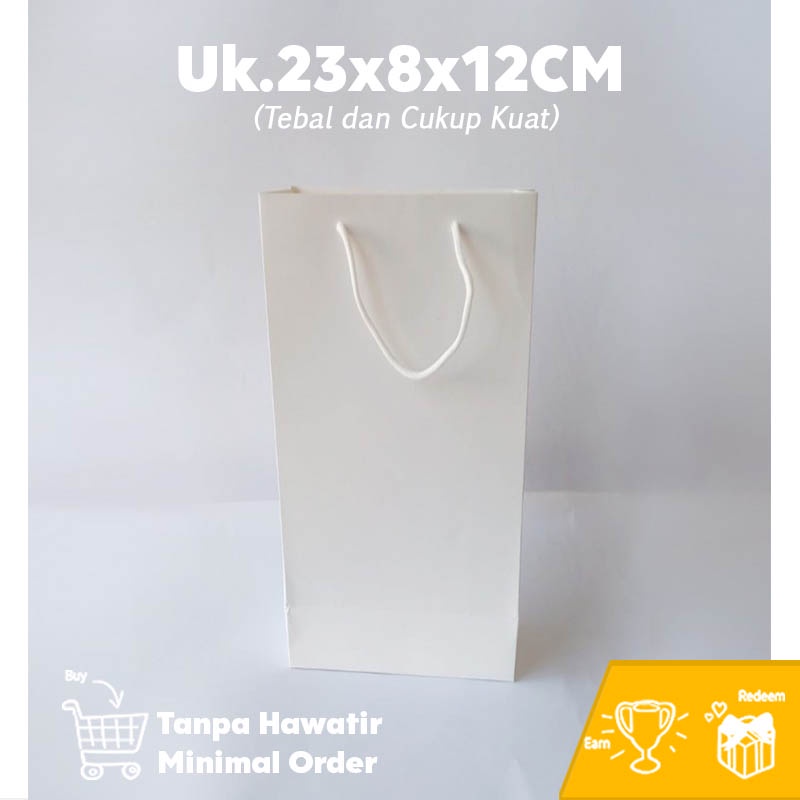 

(CRAFT) Paper Bag Putih Polos Uk. 23x7x11cm / Paper Bag Kado Packing Souvenir Pernikahan Wedding / Paperbag Bridesmaid Murah Packaging Online Shop