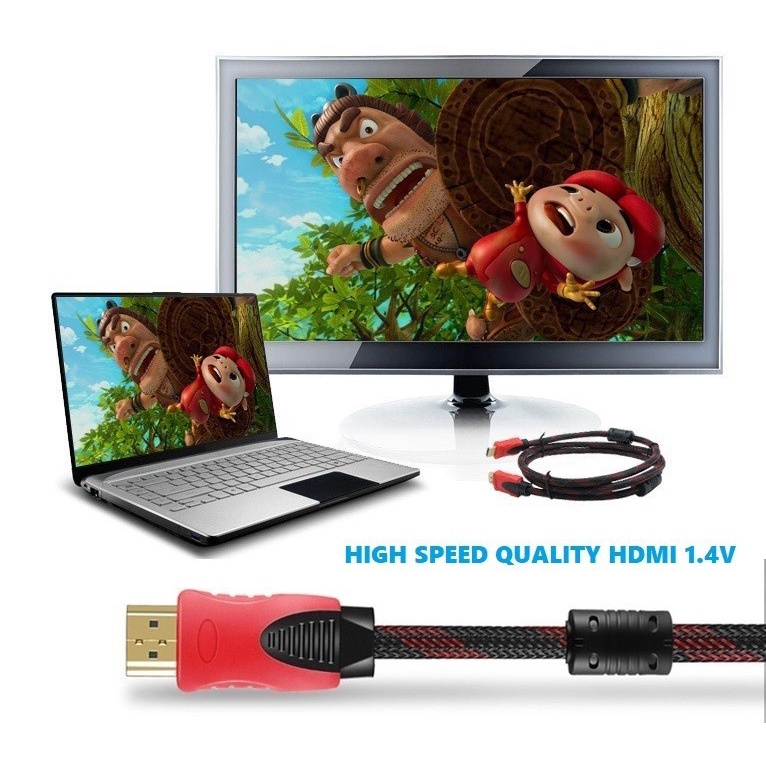 Kabel HDMI Cable Full HD Serat Jaring Merah 10 15 20 Meter 1080P