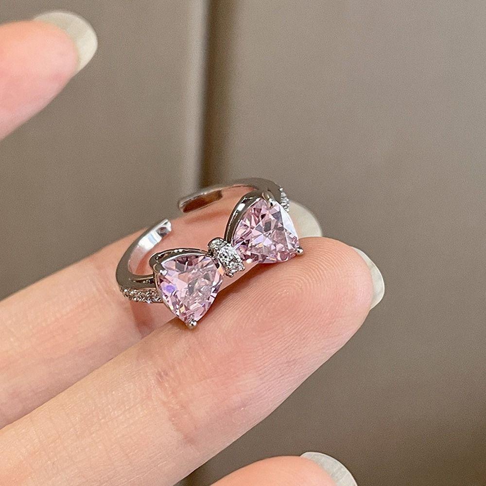 Mxbeauty Wanita Cincin Trendi Lucu Chic Gadis Hadiah Warna-Warni Zirkon Manis Berlian Imitasi Pembukaan Cincin Gaya Korea Cincin